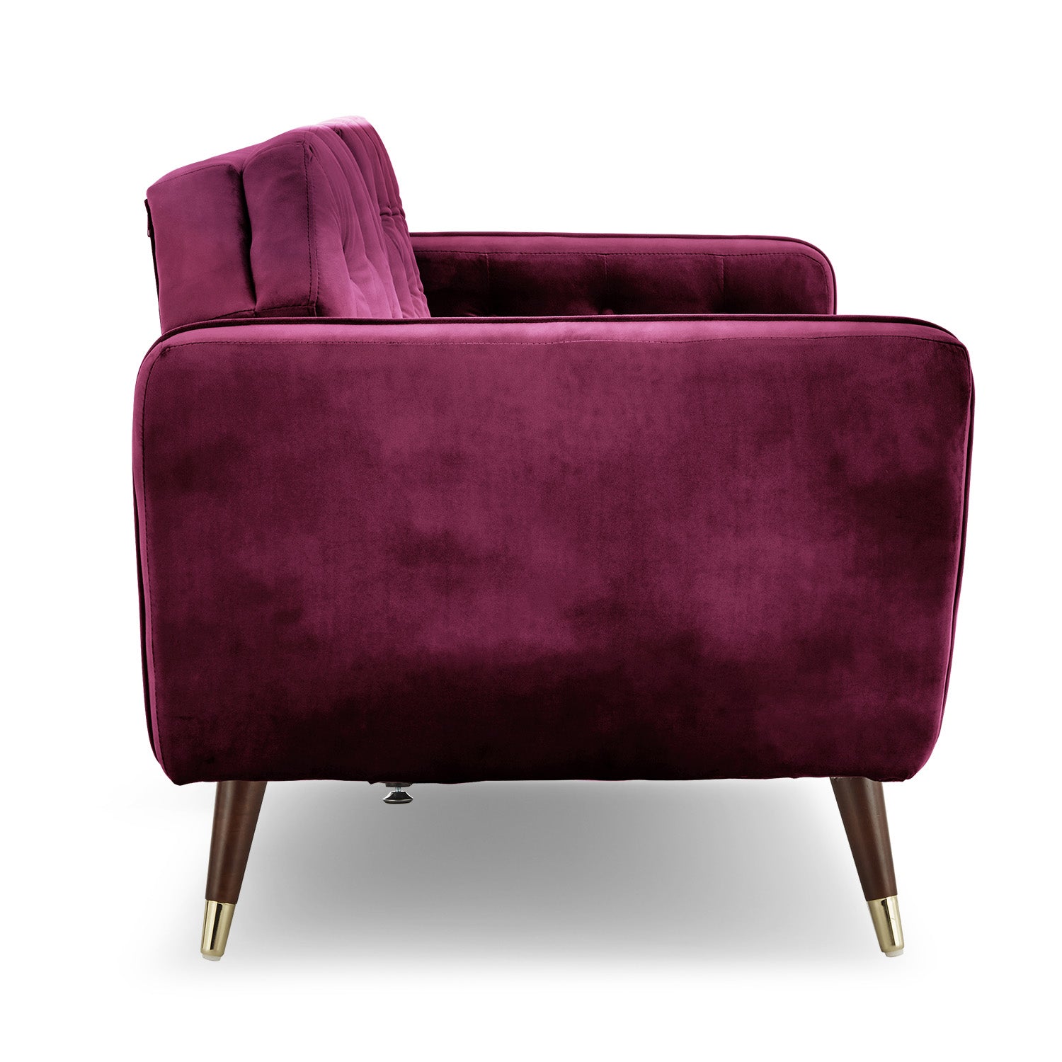 Sarantino Faux Velvet Tufted Sofa Bed Couch Futon - Burgundy-Furniture > Sofas-PEROZ Accessories