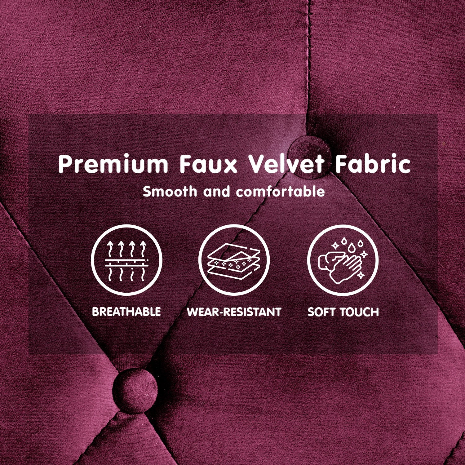 Sarantino Faux Velvet Tufted Sofa Bed Couch Futon - Burgundy-Furniture > Sofas-PEROZ Accessories