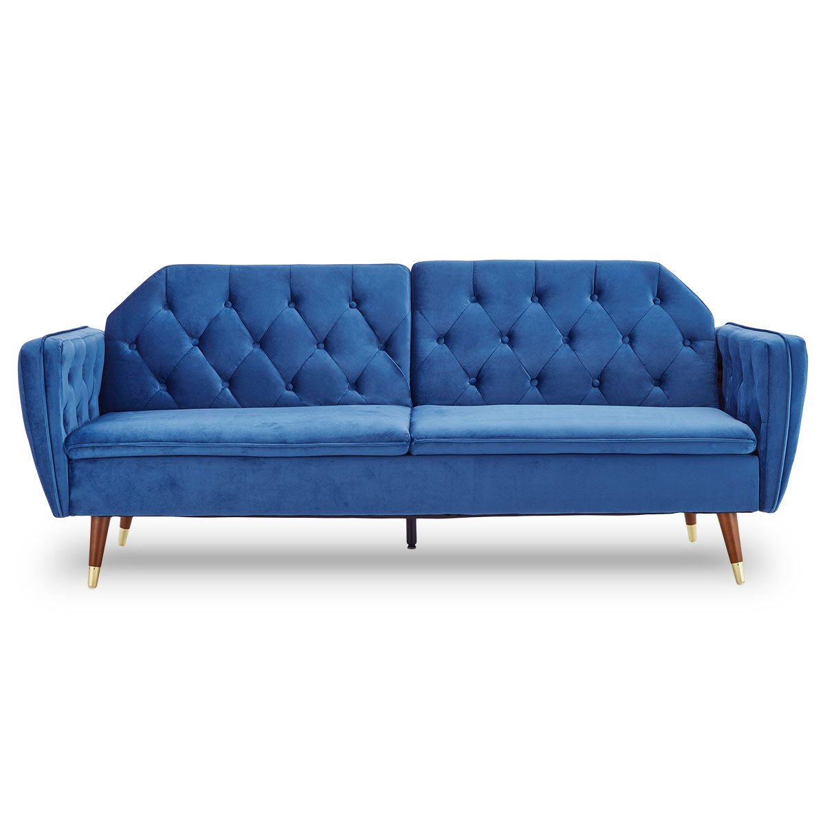 Sarantino Faux Velvet Sofa Bed Couch Furniture Lounge Suite Futon Blue-Furniture > Sofas-PEROZ Accessories