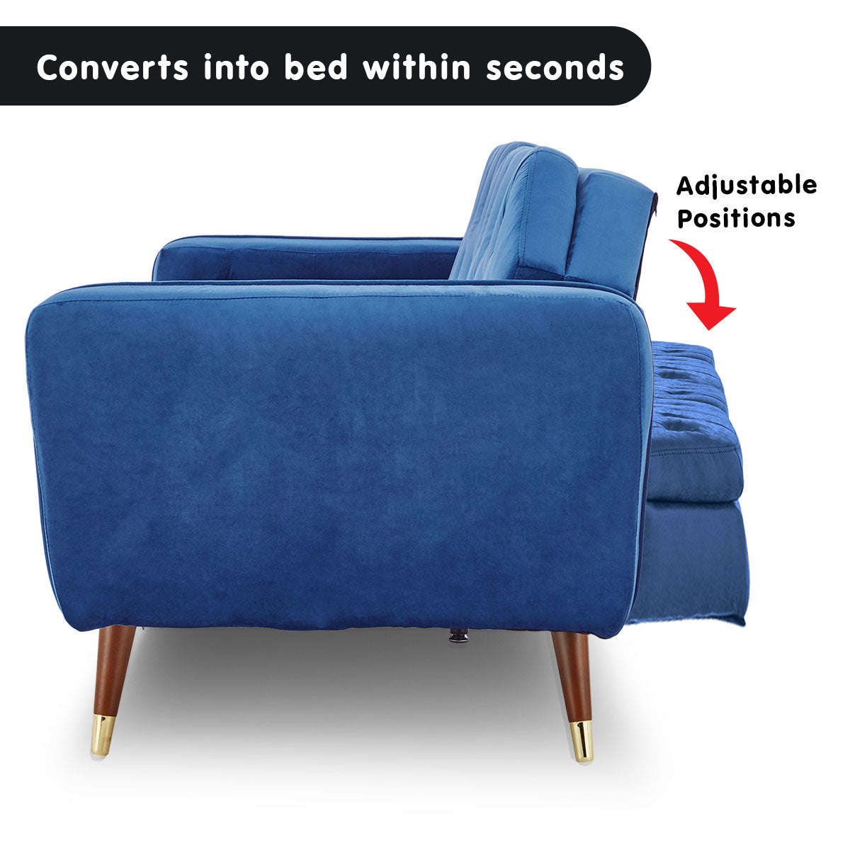 Sarantino Faux Velvet Sofa Bed Couch Furniture Lounge Suite Futon Blue-Furniture > Sofas-PEROZ Accessories