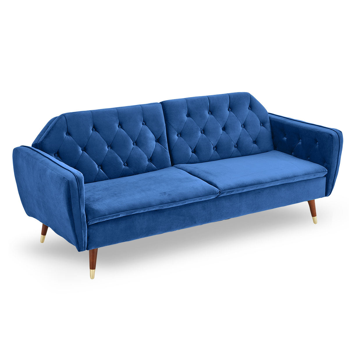 Sarantino Faux Velvet Sofa Bed Couch Furniture Lounge Suite Futon Blue-Furniture > Sofas-PEROZ Accessories