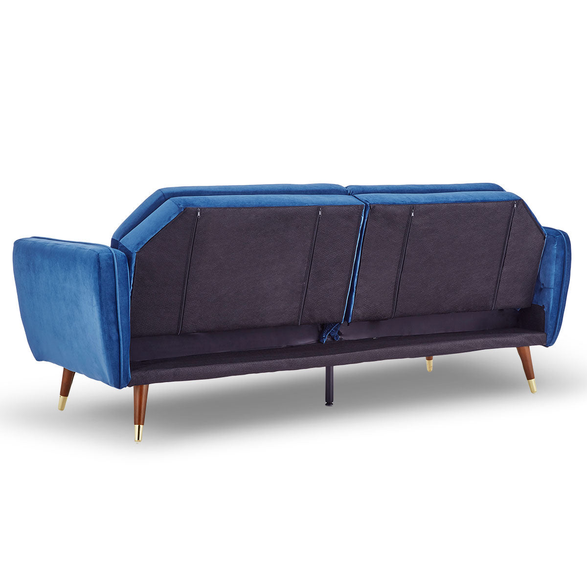 Sarantino Faux Velvet Sofa Bed Couch Furniture Lounge Suite Futon Blue-Furniture > Sofas-PEROZ Accessories