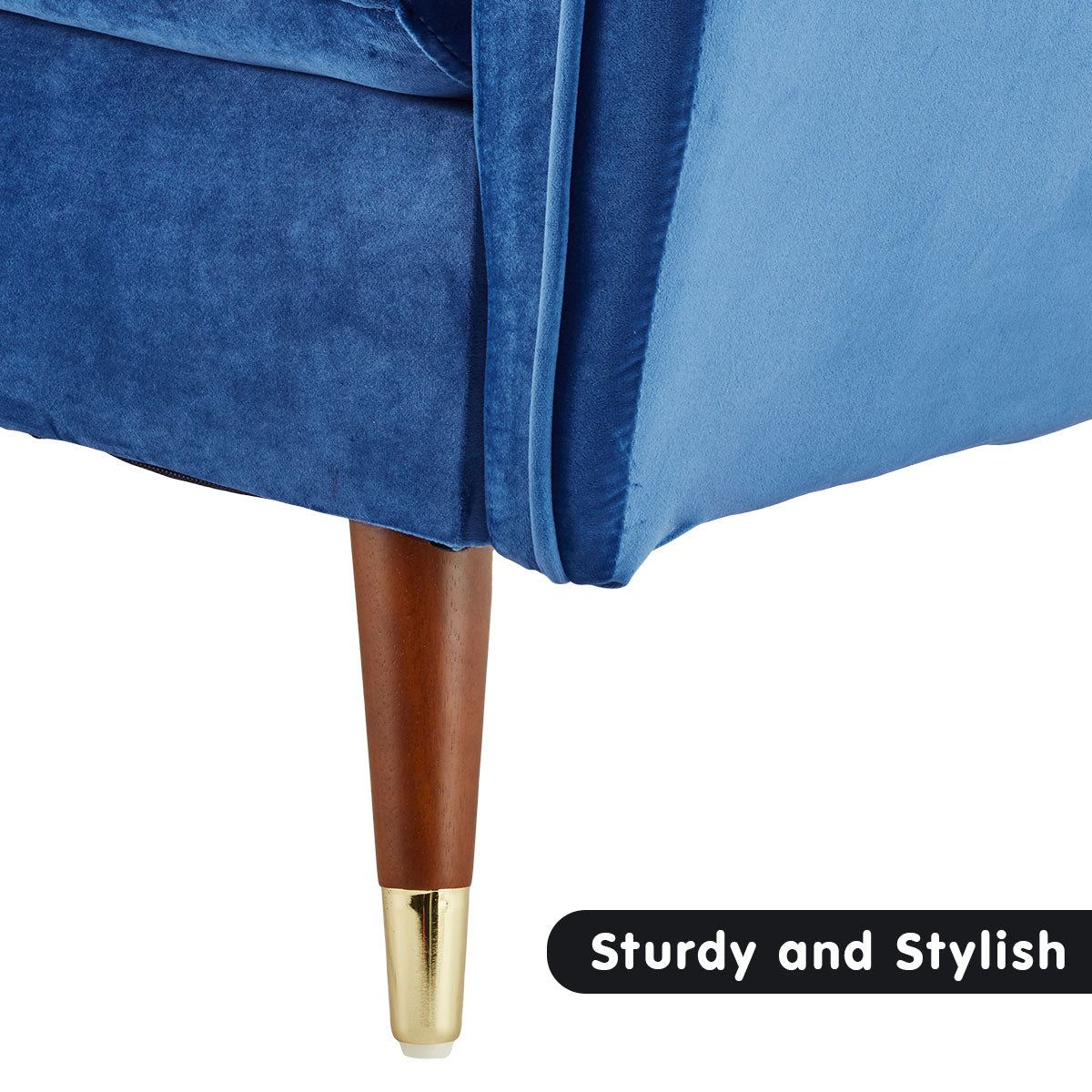 Sarantino Faux Velvet Sofa Bed Couch Furniture Lounge Suite Futon Blue-Furniture > Sofas-PEROZ Accessories