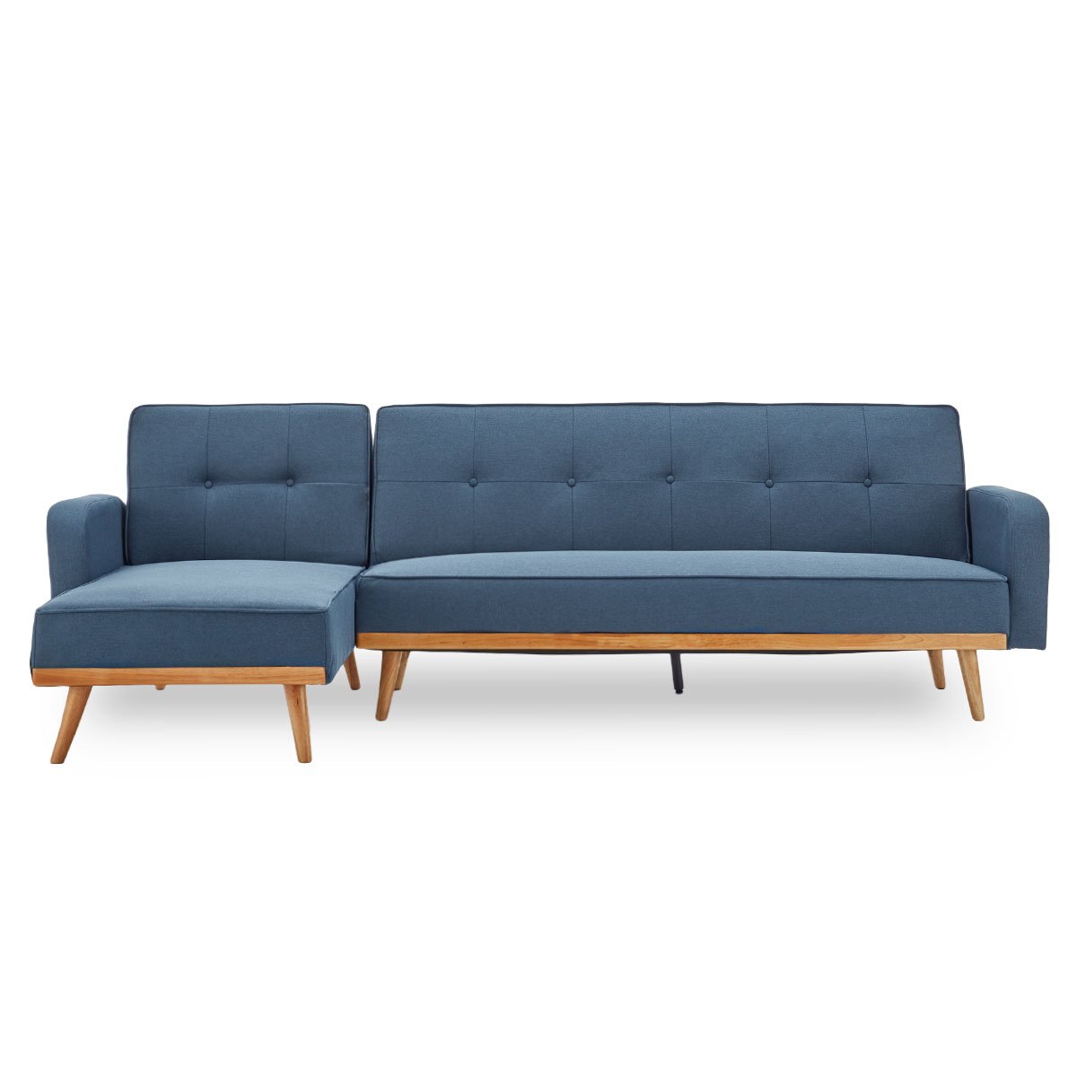 Sarantino 3-Seater Corner Sofa Bed with Chaise Lounge - Blue-Furniture > Sofas-PEROZ Accessories