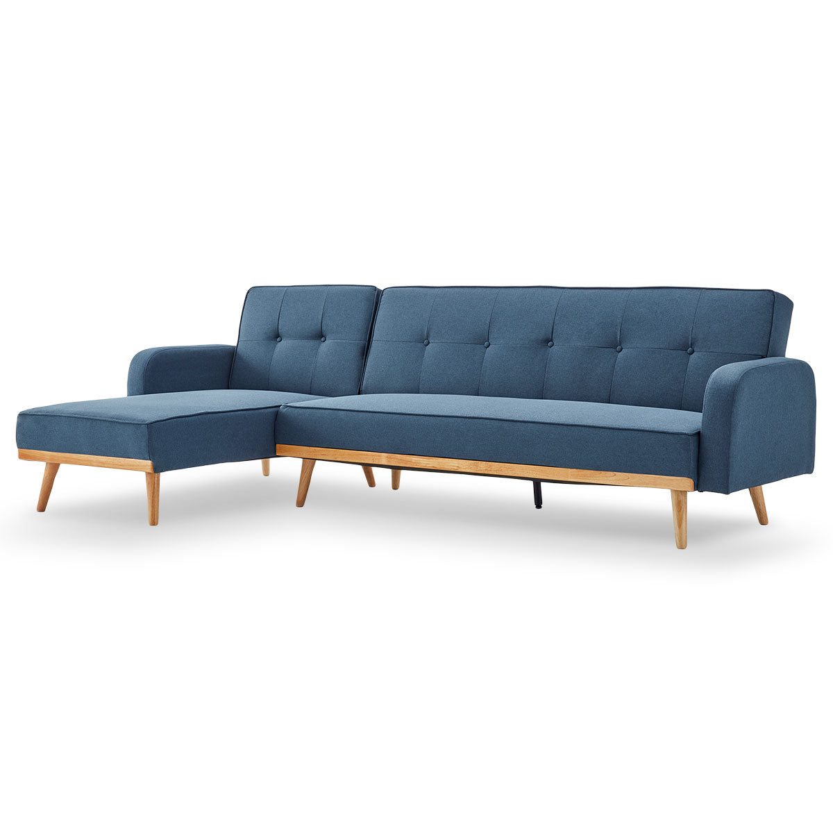 Sarantino 3-Seater Corner Sofa Bed with Chaise Lounge - Blue-Furniture > Sofas-PEROZ Accessories