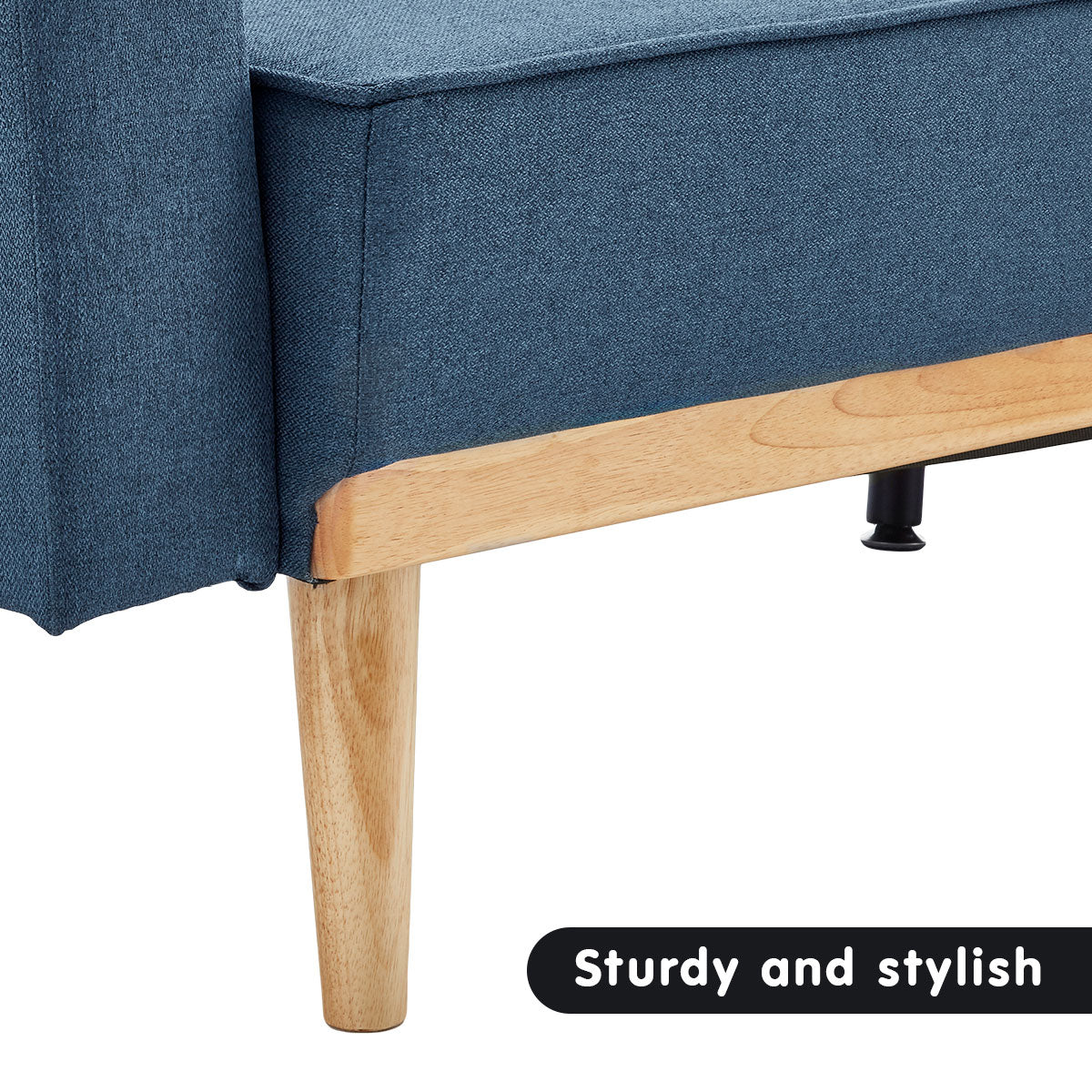 Sarantino 3-Seater Corner Sofa Bed with Chaise Lounge - Blue-Furniture > Sofas-PEROZ Accessories