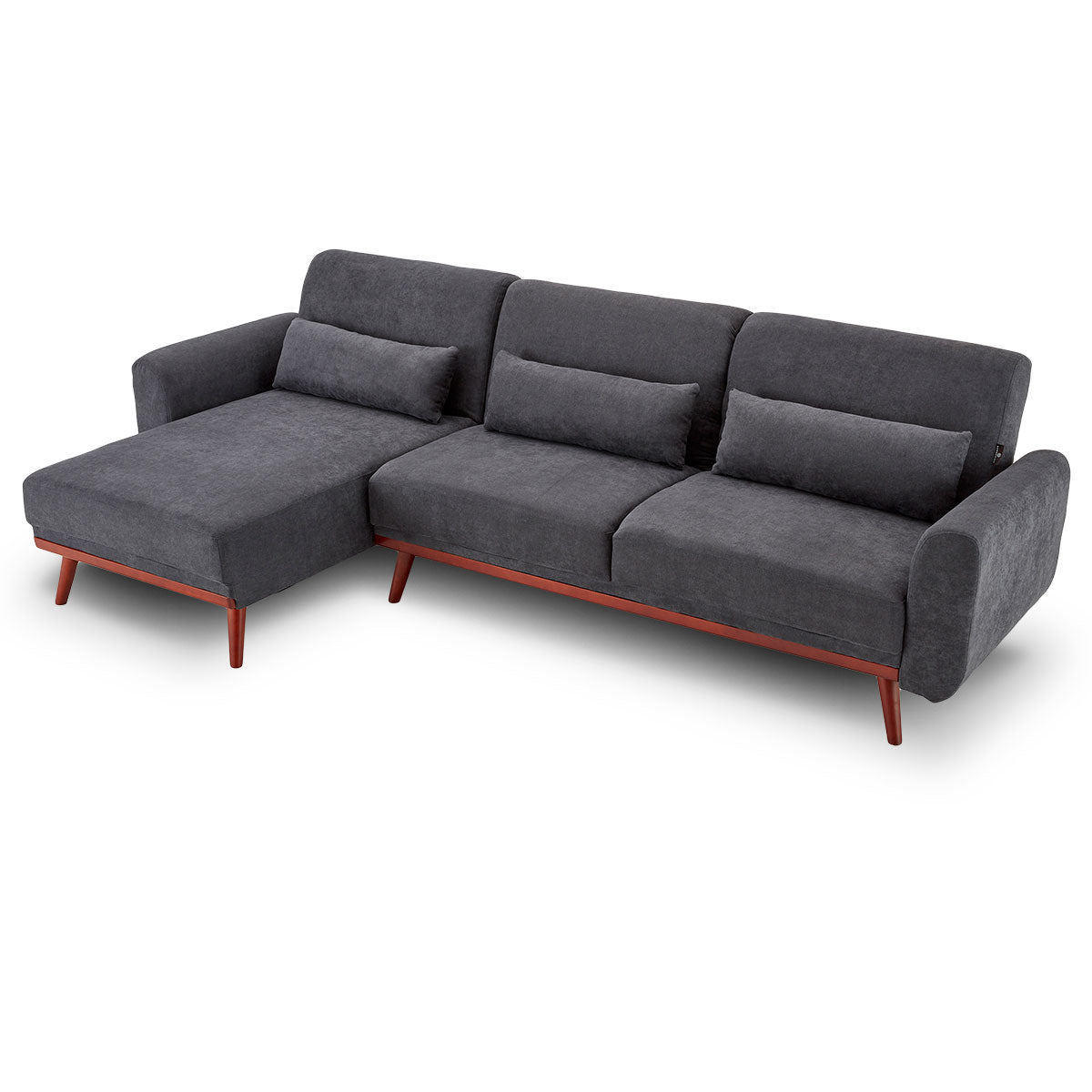 Sarantino Faux Velvet Sofa Bed Couch Lounge Chaise Cushions Dark Grey-Furniture > Sofas-PEROZ Accessories