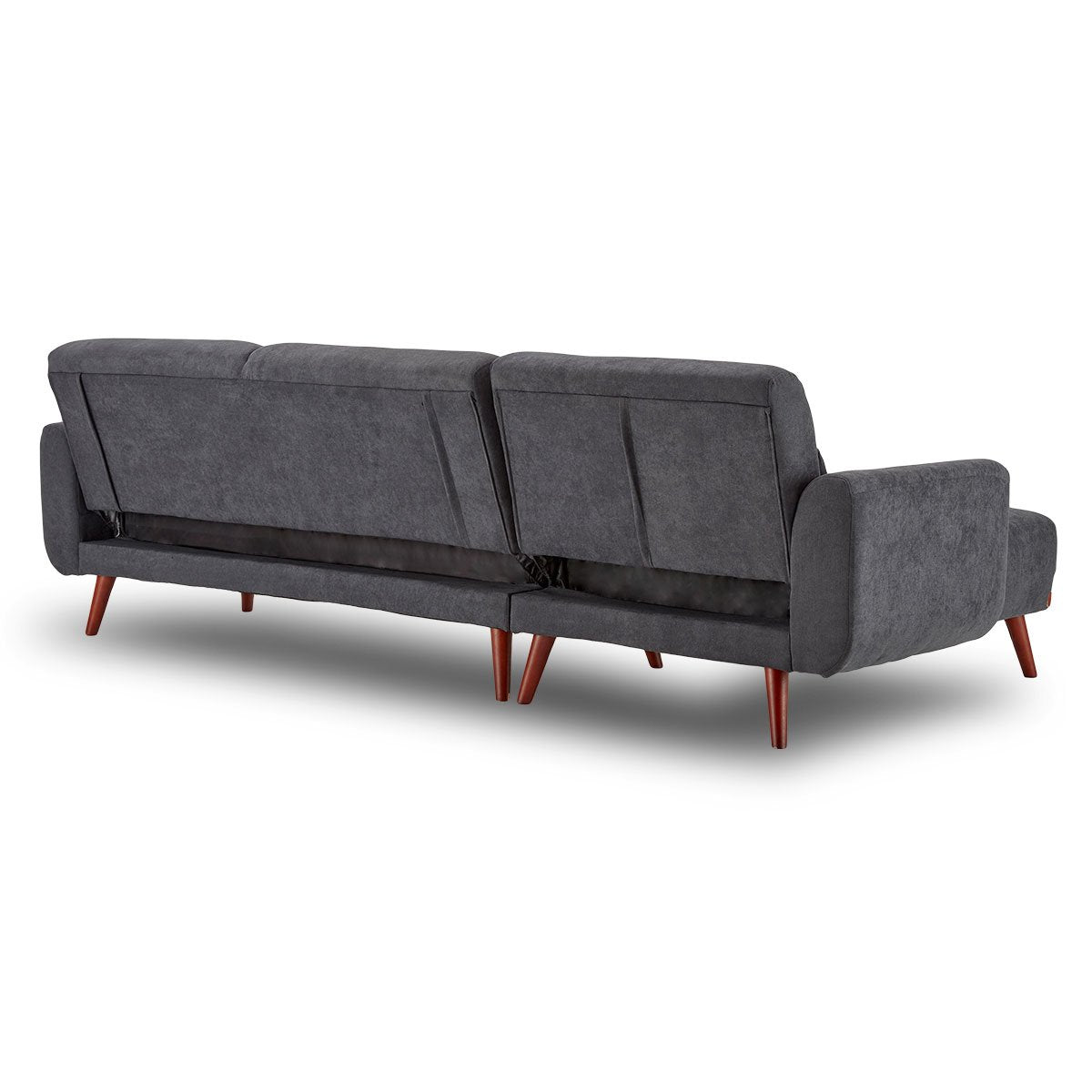Sarantino Faux Velvet Sofa Bed Couch Lounge Chaise Cushions Dark Grey-Furniture > Sofas-PEROZ Accessories