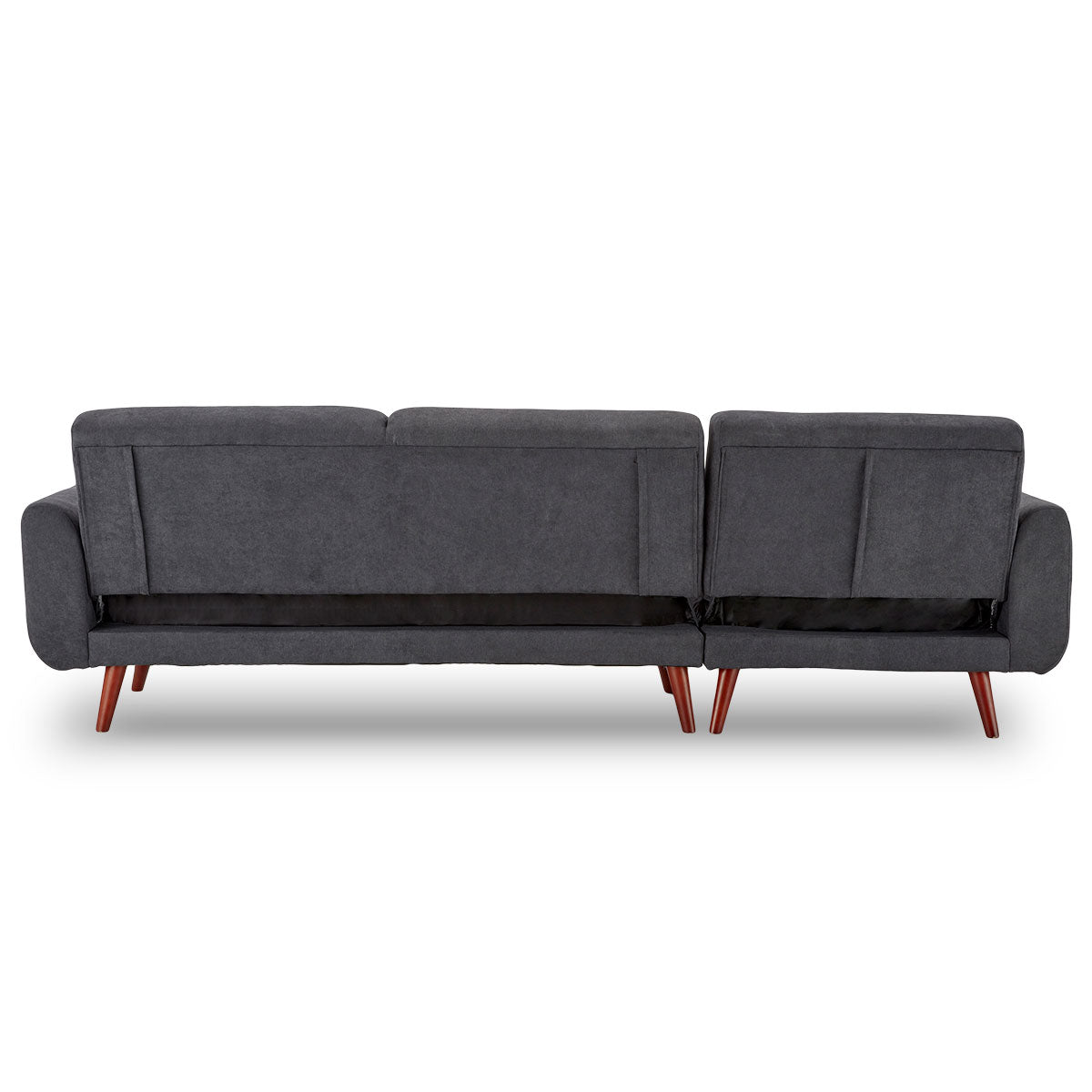 Sarantino Faux Velvet Sofa Bed Couch Lounge Chaise Cushions Dark Grey-Furniture > Sofas-PEROZ Accessories