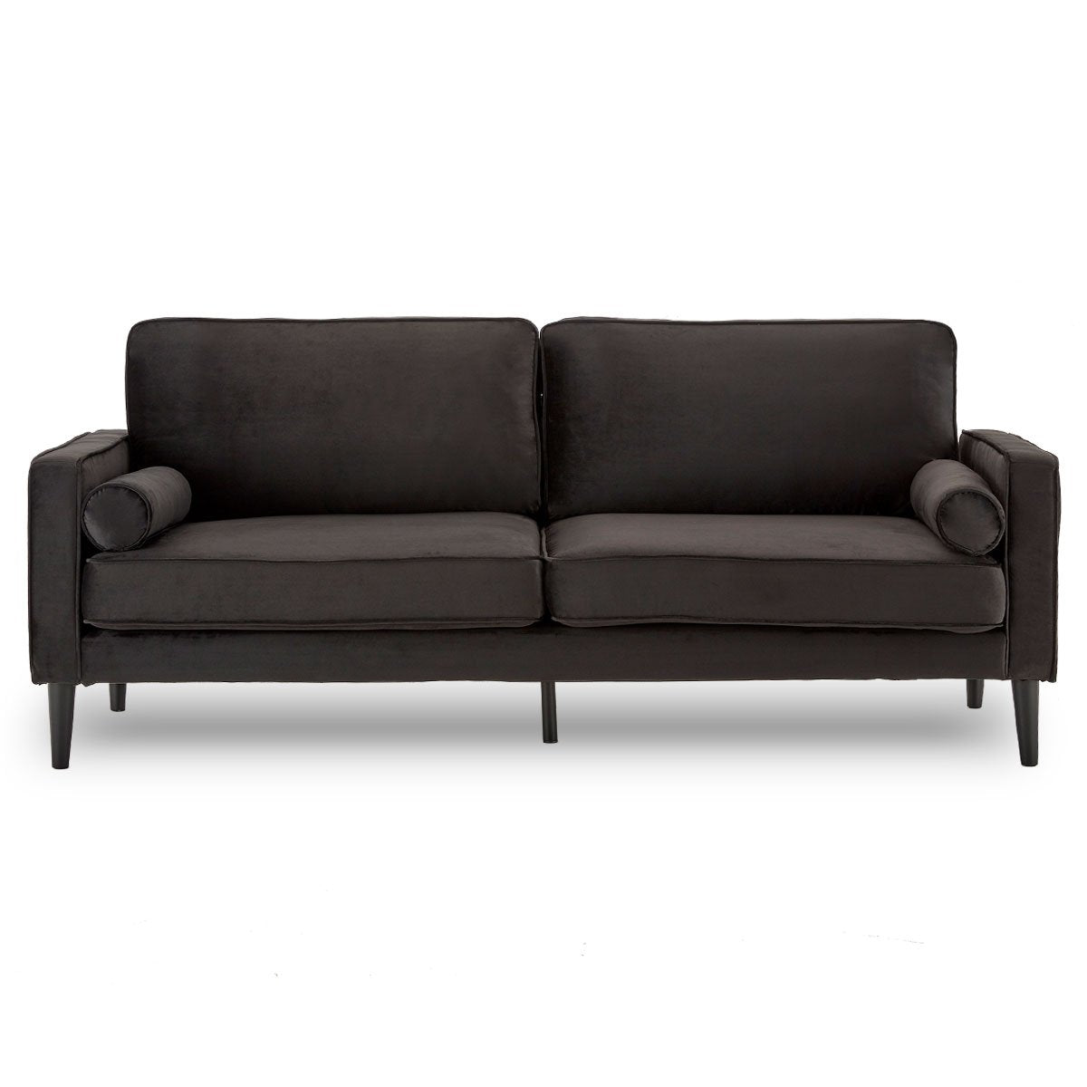 Sarantino Faux Velvet Sofa Bed Couch Furniture Lounge Suite - Black-Furniture > Sofas-PEROZ Accessories
