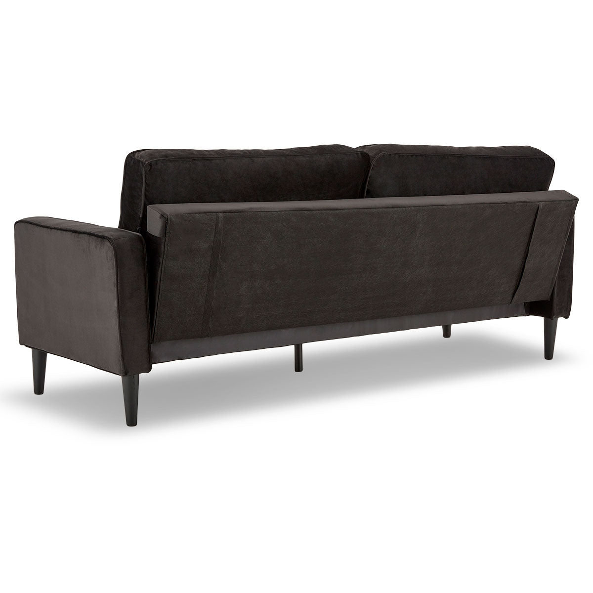 Sarantino Faux Velvet Sofa Bed Couch Furniture Lounge Suite - Black-Furniture > Sofas-PEROZ Accessories