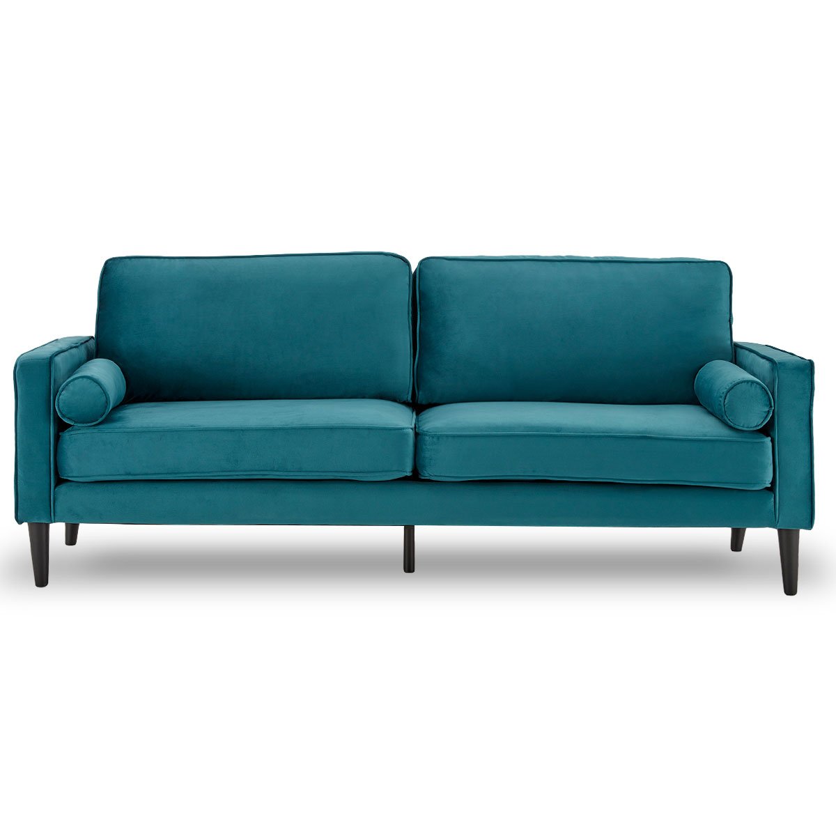Sarantino Faux Velvet Sofa Bed Couch Furniture Lounge Suite Seat Blue-Furniture > Sofas-PEROZ Accessories