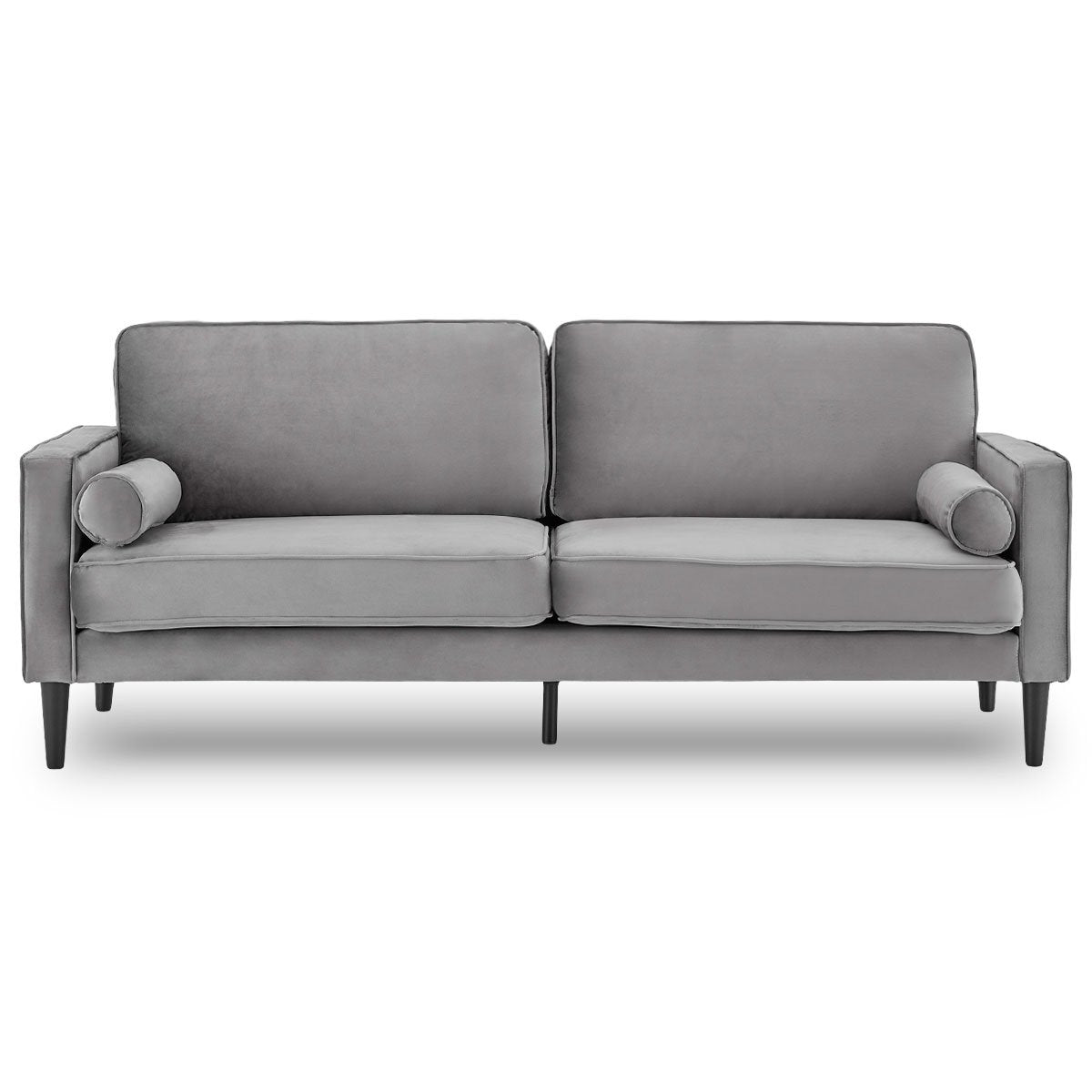 Sarantino Faux Velvet Sofa Bed Couch Furniture Lounge Suite Seat Grey-Furniture > Sofas-PEROZ Accessories