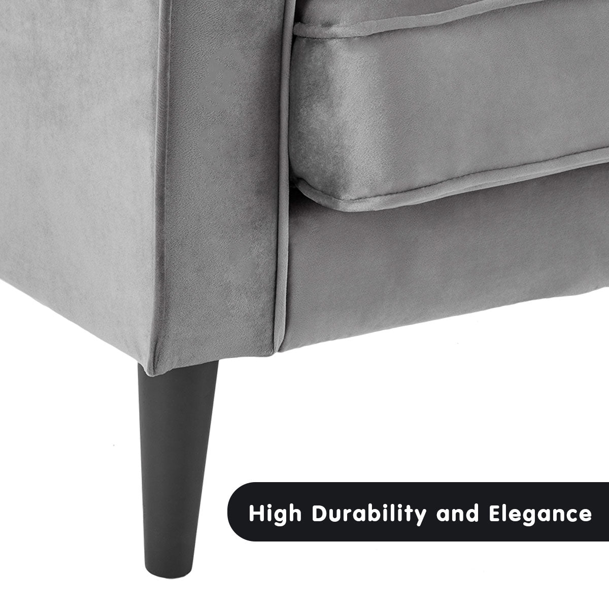 Sarantino Faux Velvet Sofa Bed Couch Furniture Lounge Suite Seat Grey-Furniture > Sofas-PEROZ Accessories