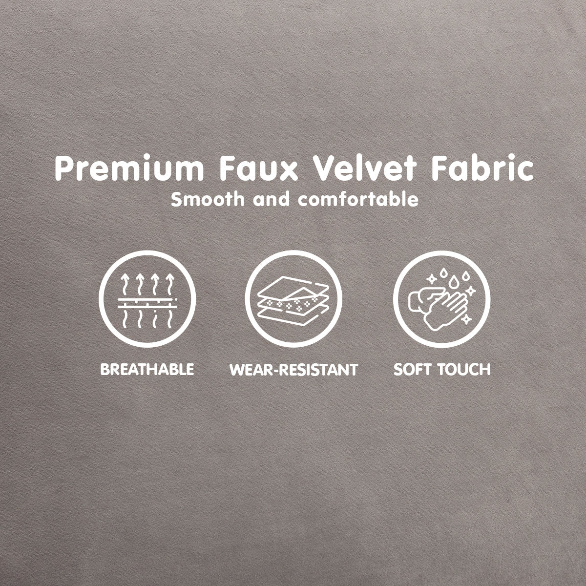 Sarantino Faux Velvet Sofa Bed Couch Furniture Lounge Suite Seat Grey-Furniture > Sofas-PEROZ Accessories