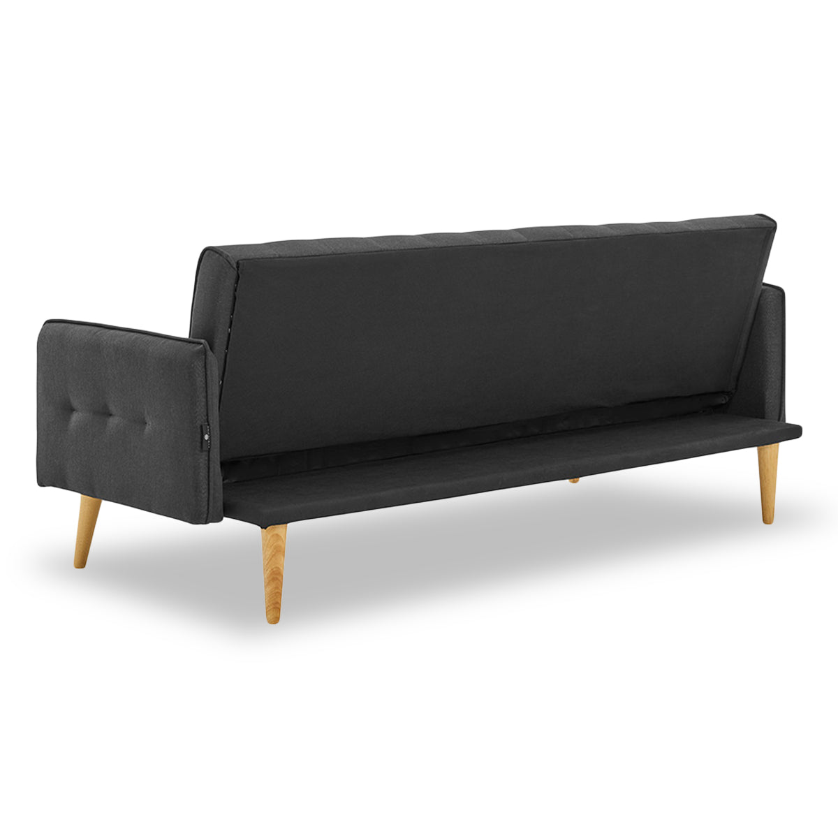 Sarantino 3 Seater Modular Linen Fabric Sofa Bed Couch - Black-Furniture > Sofas-PEROZ Accessories