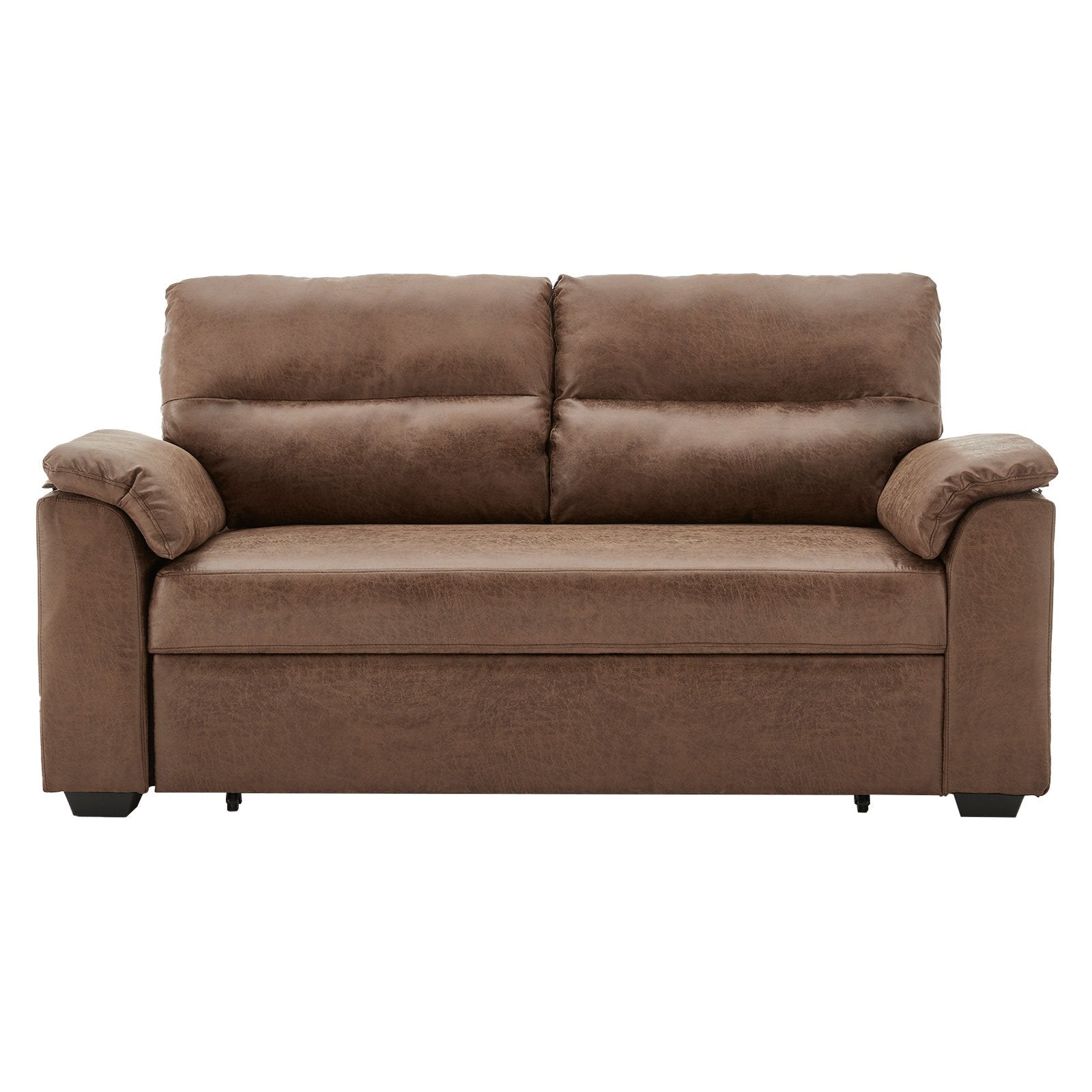 Sarantino Distressed Fabric Sofa Bed Couch Lounge - Brown-Furniture > Sofas-PEROZ Accessories