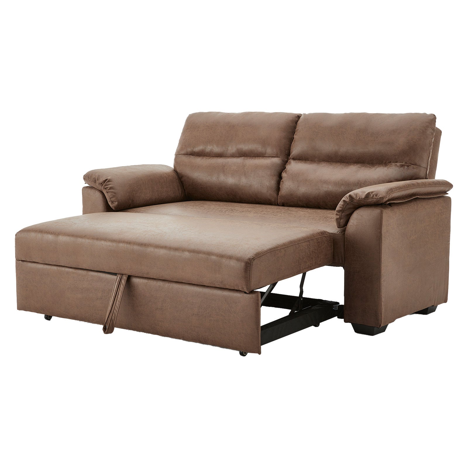 Sarantino Distressed Fabric Sofa Bed Couch Lounge - Brown-Furniture > Sofas-PEROZ Accessories
