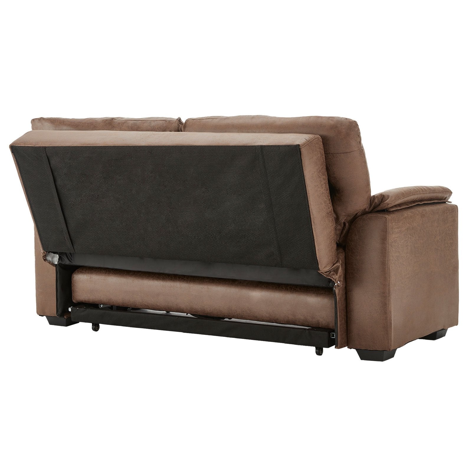 Sarantino Distressed Fabric Sofa Bed Couch Lounge - Brown-Furniture > Sofas-PEROZ Accessories