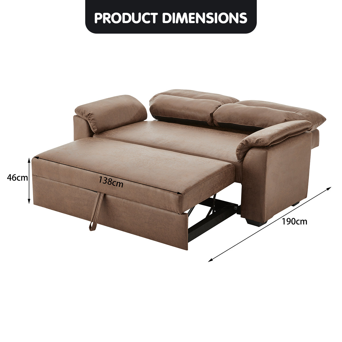 Sarantino Distressed Fabric Sofa Bed Couch Lounge - Brown-Furniture > Sofas-PEROZ Accessories