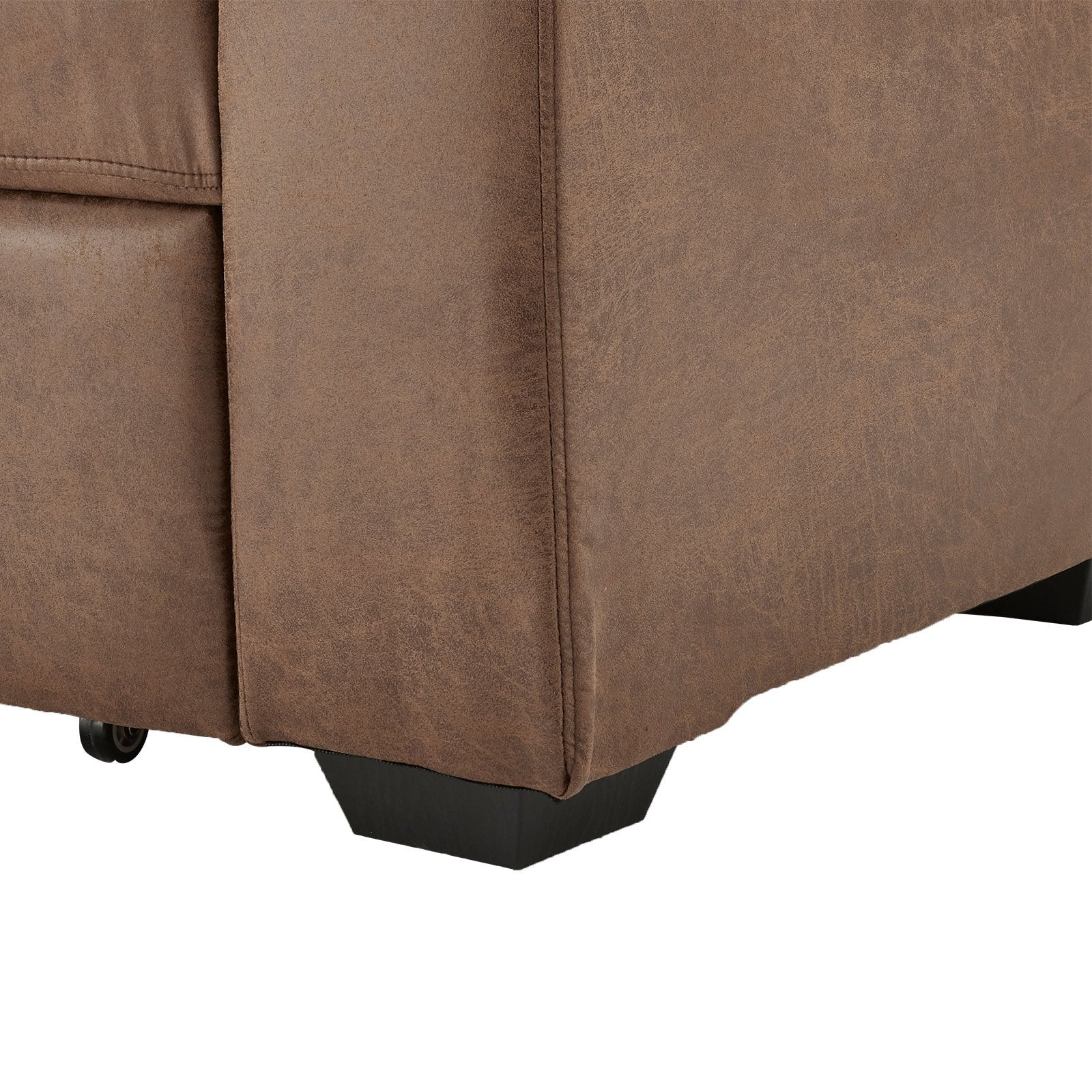 Sarantino Distressed Fabric Sofa Bed Couch Lounge - Brown-Furniture > Sofas-PEROZ Accessories