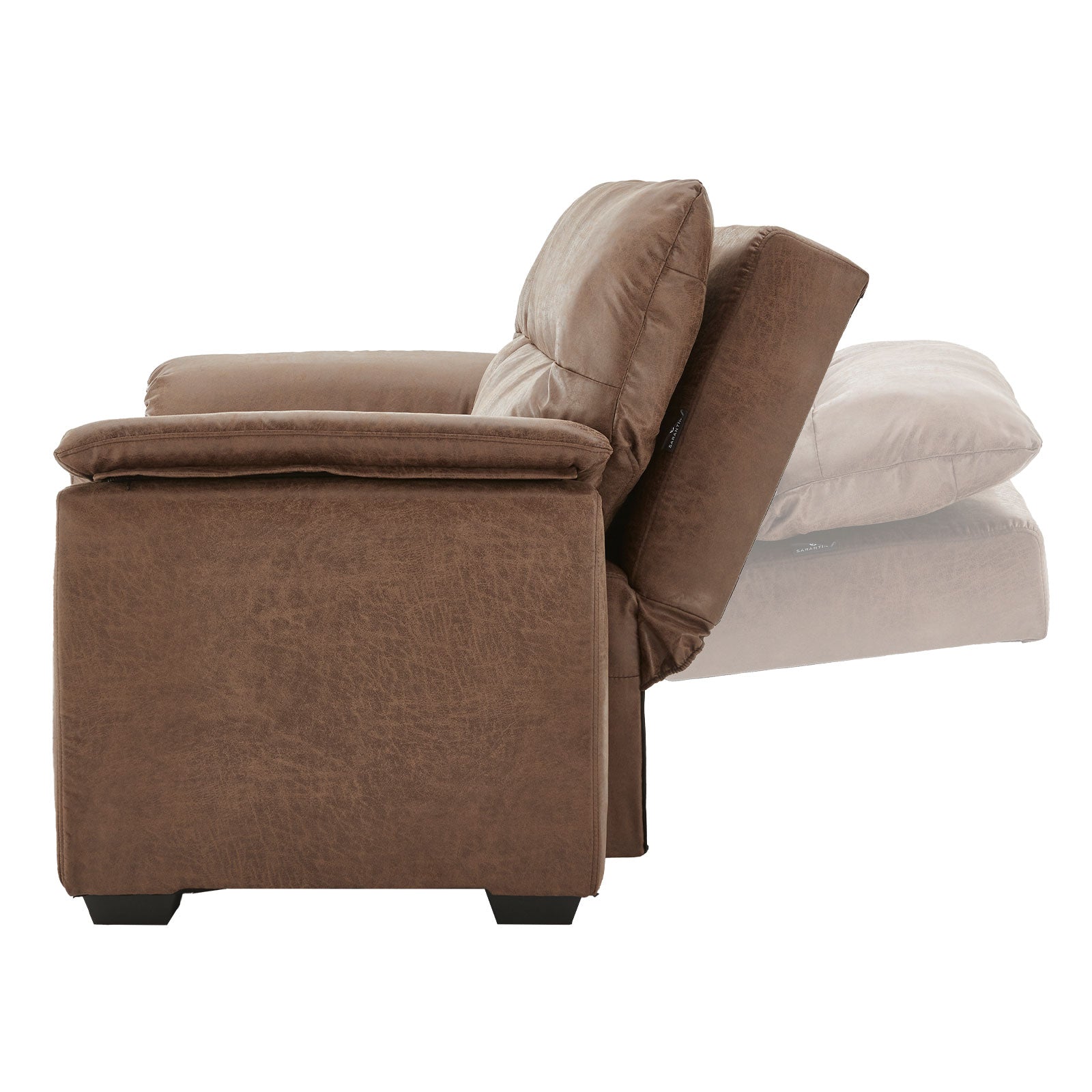 Sarantino Distressed Fabric Sofa Bed Couch Lounge - Brown-Furniture > Sofas-PEROZ Accessories