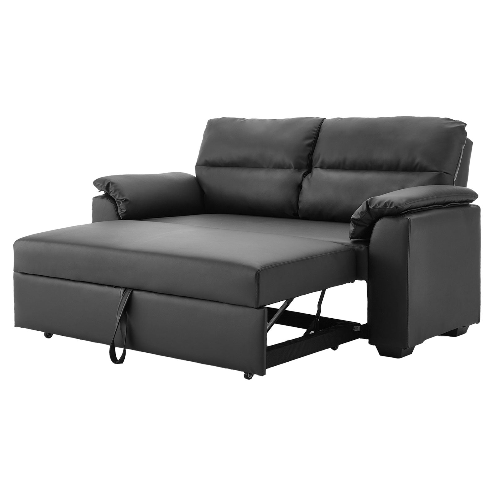 Sarantino Faux Leather Sofa Bed Couch Lounge - Black-Furniture > Sofas-PEROZ Accessories