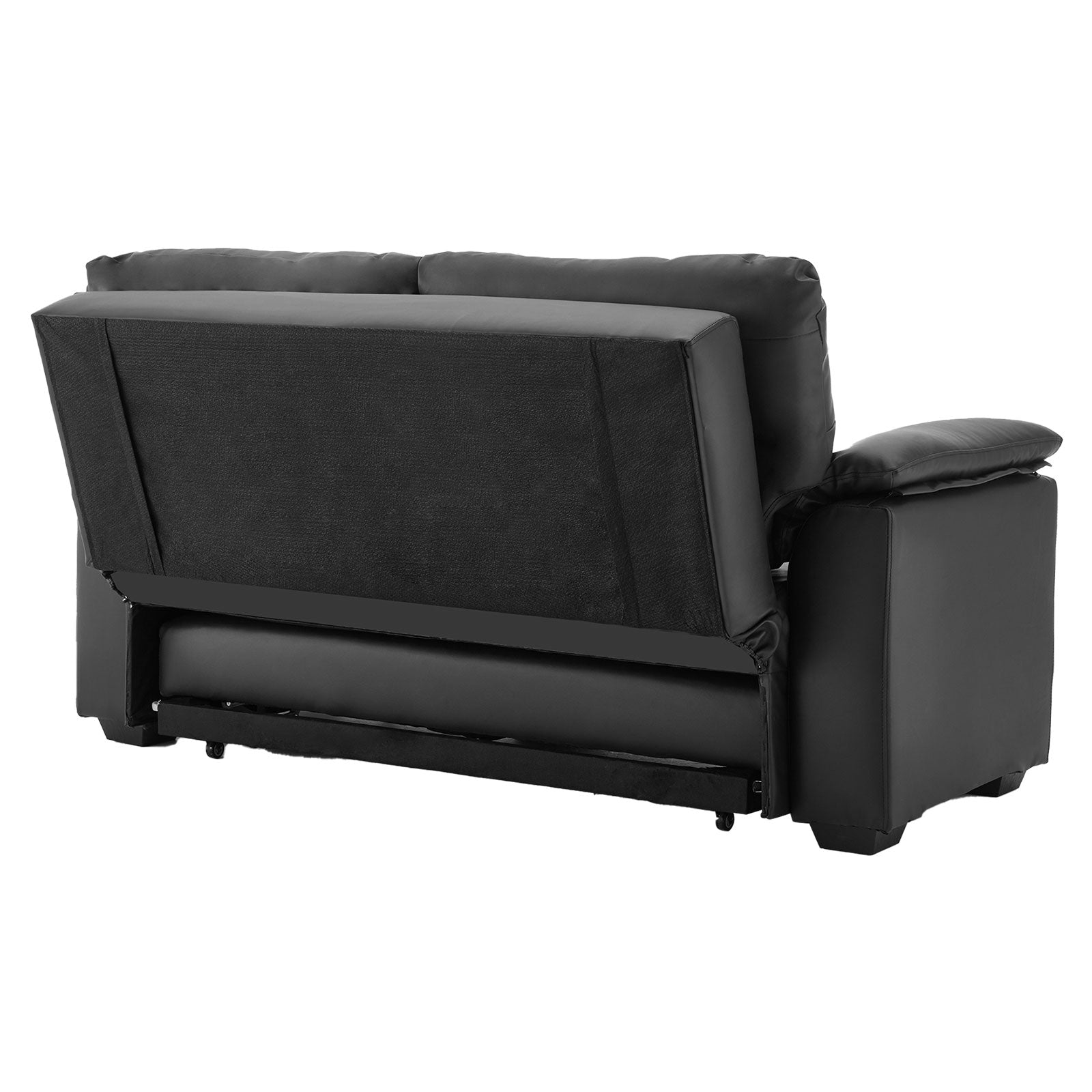 Sarantino Faux Leather Sofa Bed Couch Lounge - Black-Furniture > Sofas-PEROZ Accessories