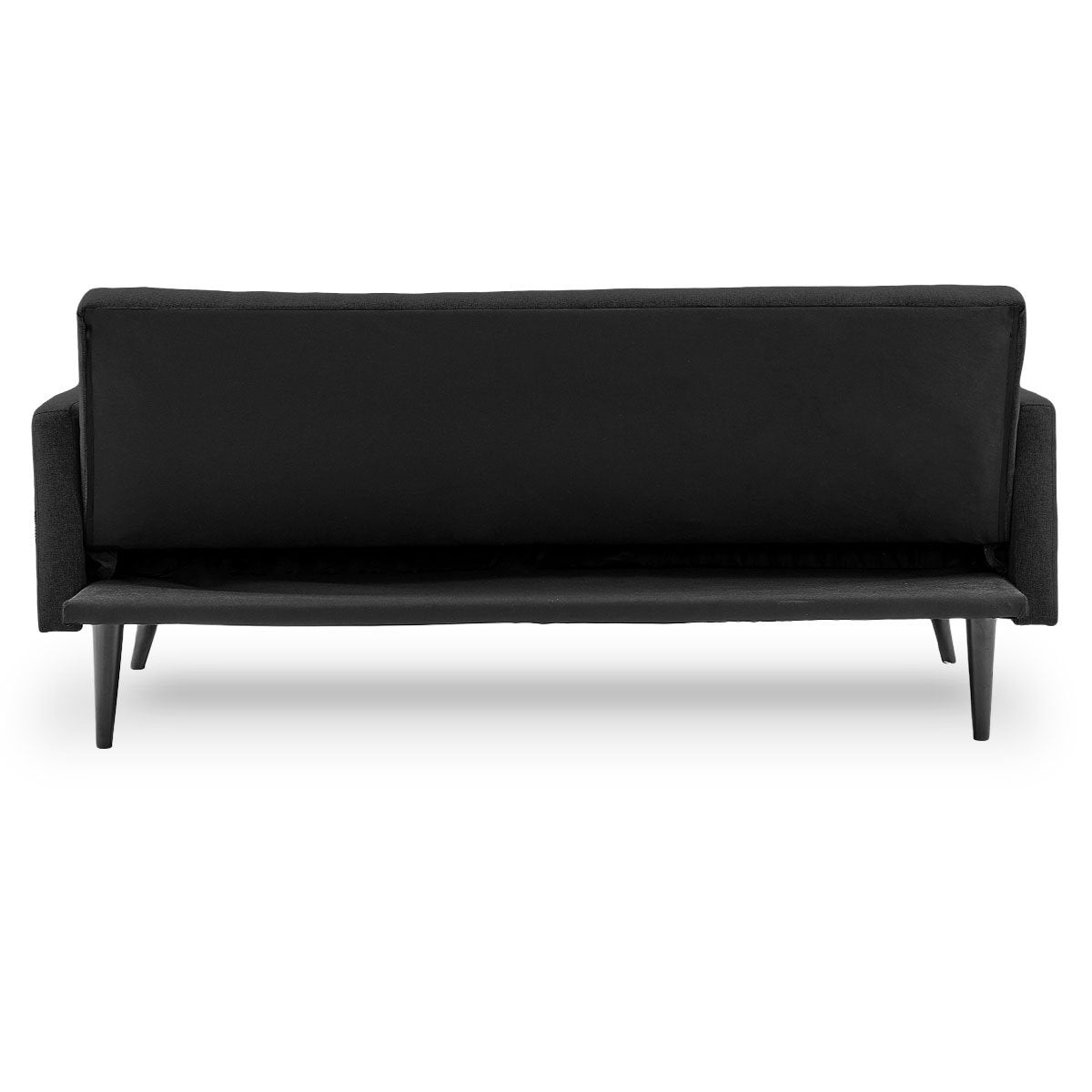 Sarantino Tufted Faux Linen 3-Seater Sofa Bed with Armrests - Black-Furniture > Sofas-PEROZ Accessories