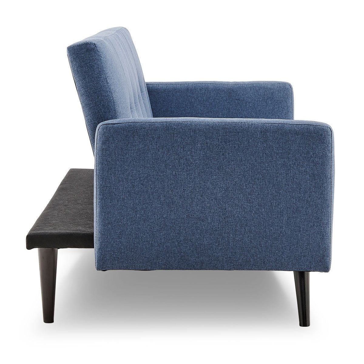 Sarantino Tufted Faux Linen 3-Seater Sofa Bed with Armrests - Blue-Furniture > Sofas-PEROZ Accessories