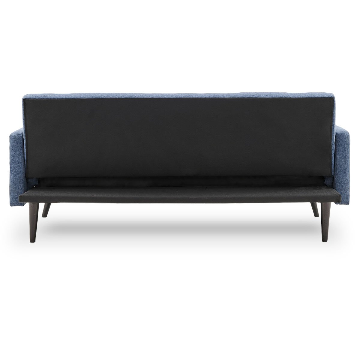 Sarantino Tufted Faux Linen 3-Seater Sofa Bed with Armrests - Blue-Furniture > Sofas-PEROZ Accessories