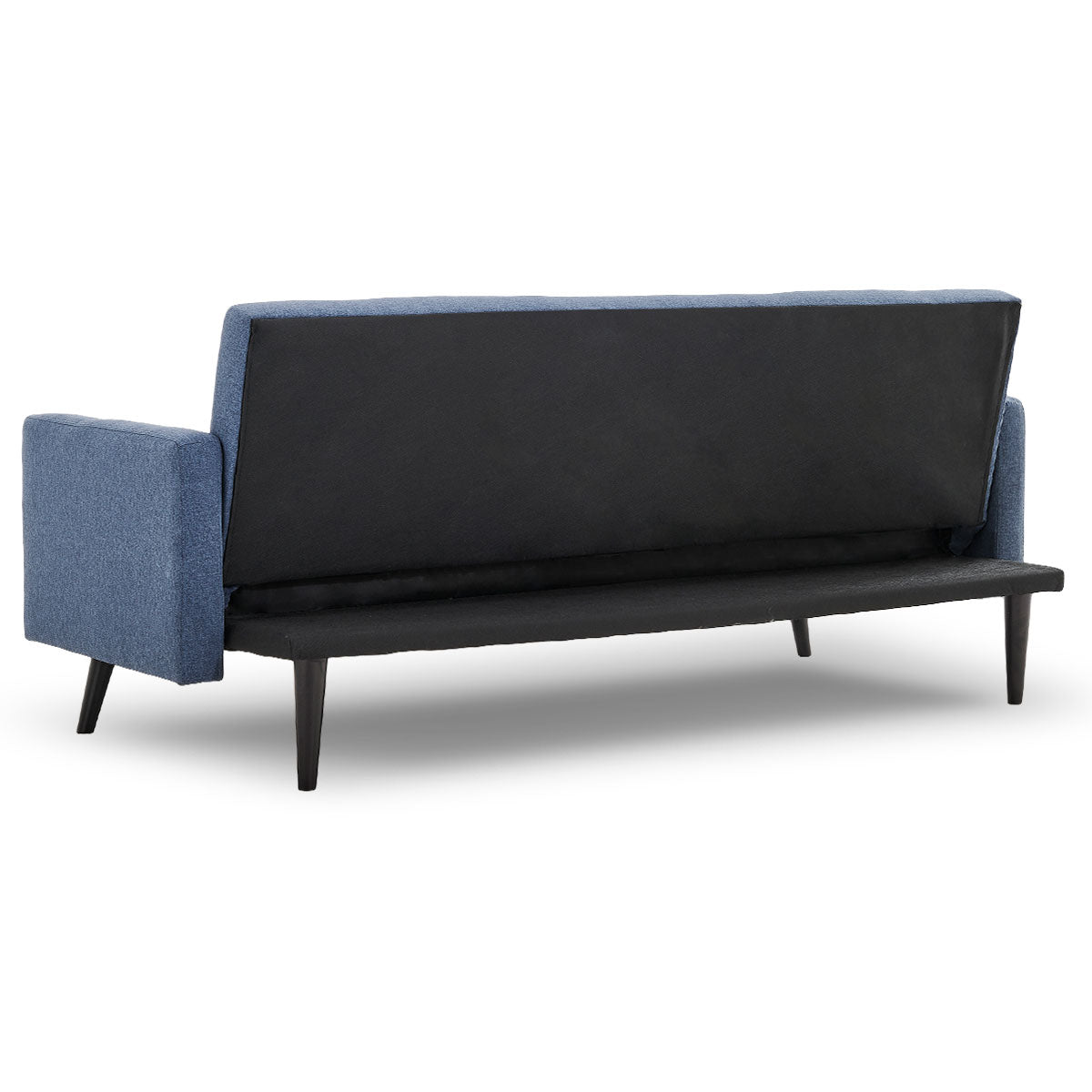 Sarantino Tufted Faux Linen 3-Seater Sofa Bed with Armrests - Blue-Furniture > Sofas-PEROZ Accessories