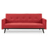 Sarantino Tufted Faux Linen 3-Seater Sofa Bed with Armrests - Red-Furniture > Sofas-PEROZ Accessories