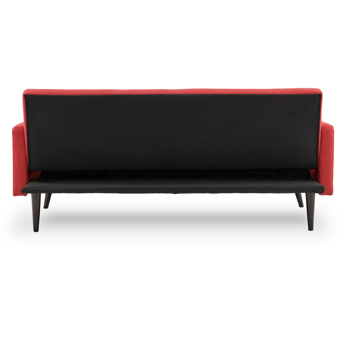 Sarantino Tufted Faux Linen 3-Seater Sofa Bed with Armrests - Red-Furniture > Sofas-PEROZ Accessories