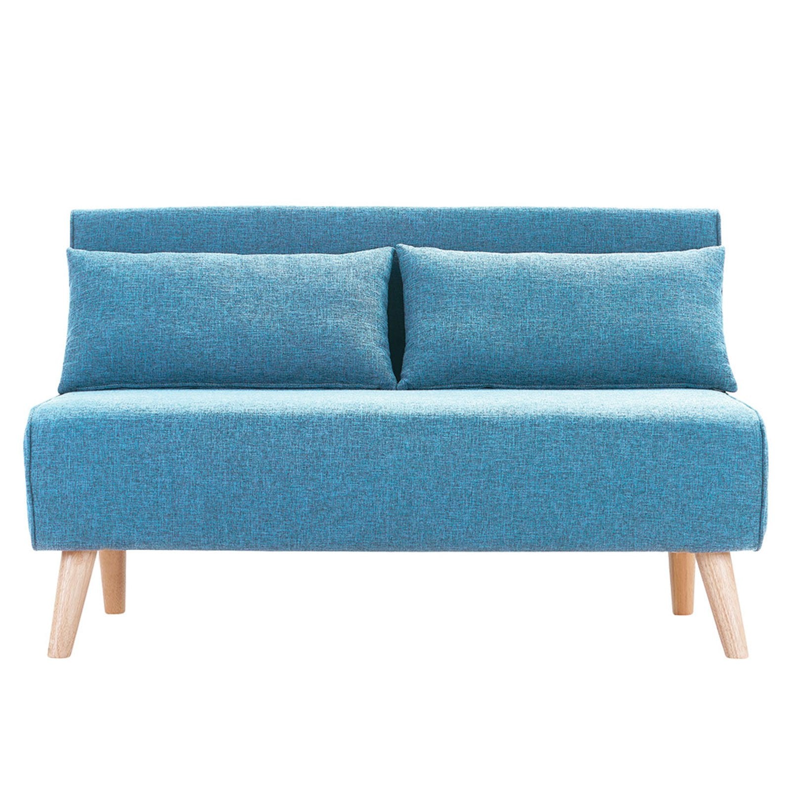Sarantino Adjustable Corner Sofa 2-Seater Lounge Linen Bed Seat - Blue-Furniture > Sofas-PEROZ Accessories
