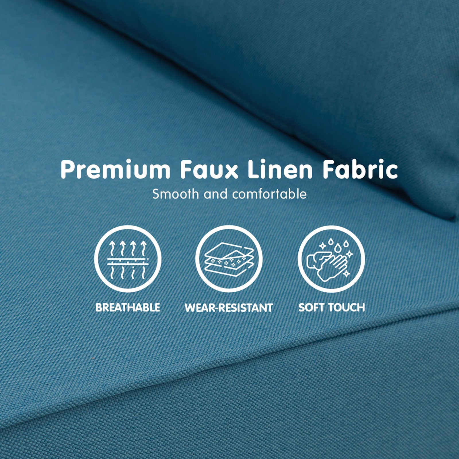 Sarantino Adjustable Corner Sofa 2-Seater Lounge Linen Bed Seat - Blue-Furniture > Sofas-PEROZ Accessories