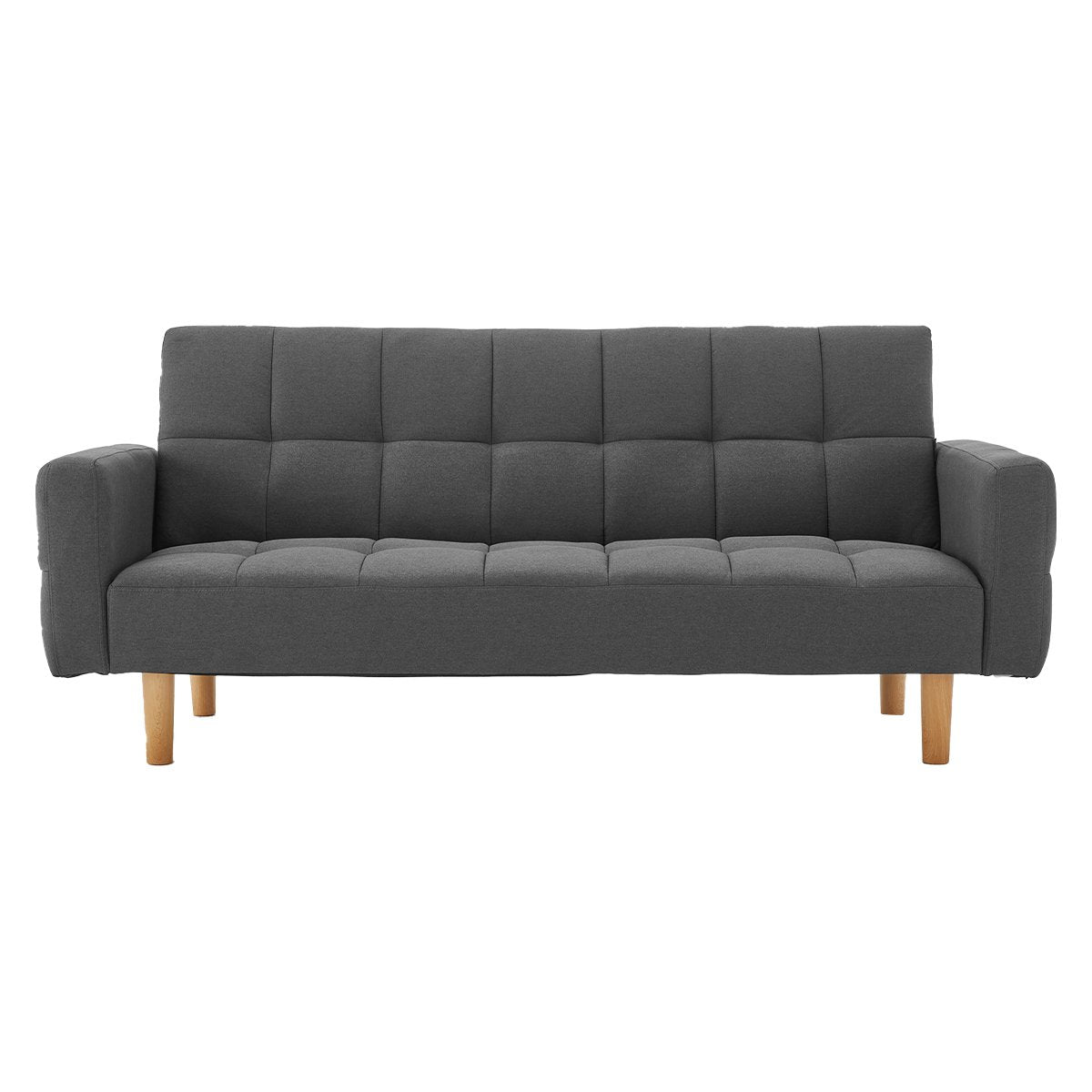 Sarantino 3-Seater Fabric Sofa Bed Futon - Dark Grey-Furniture > Sofas-PEROZ Accessories