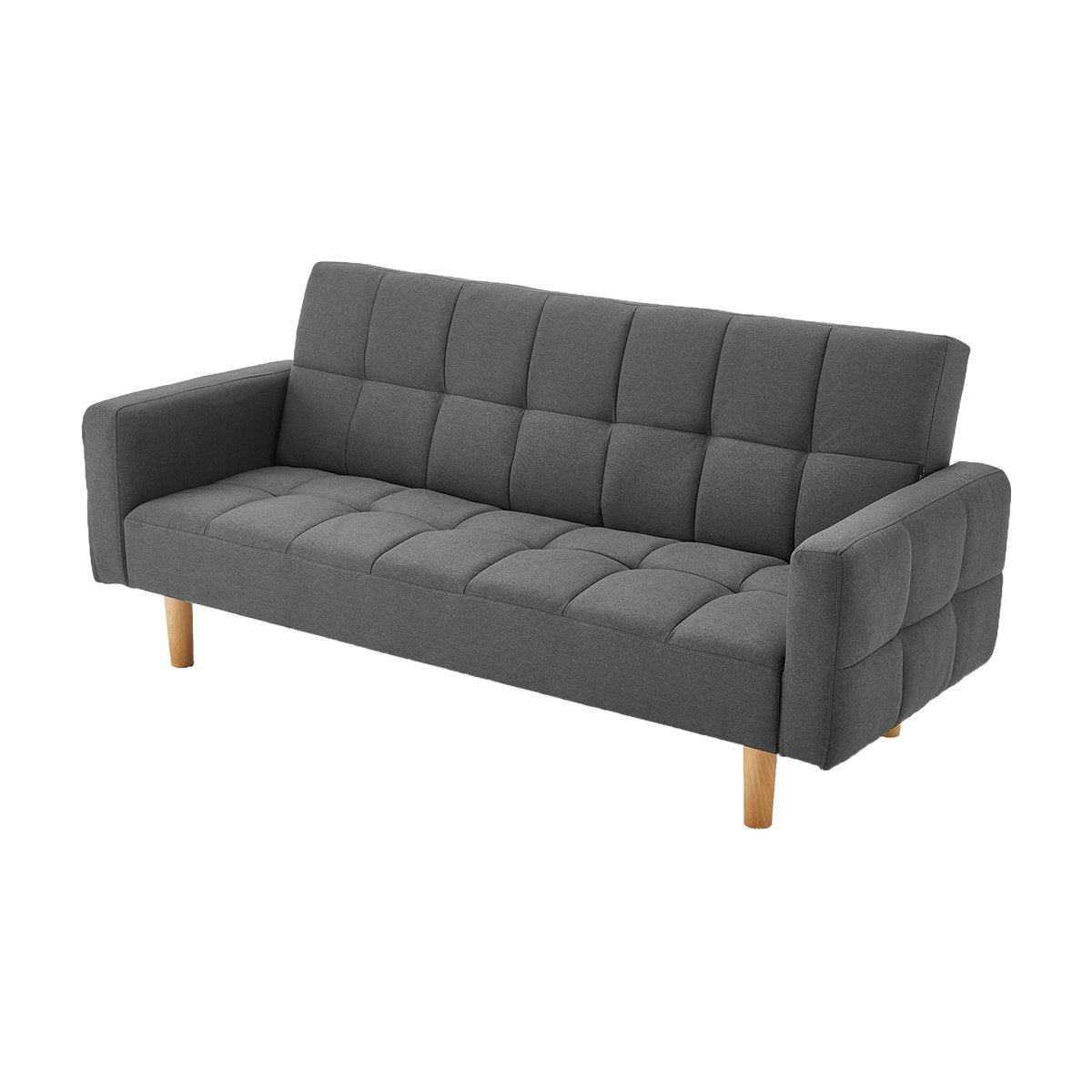 Sarantino 3-Seater Fabric Sofa Bed Futon - Dark Grey-Furniture > Sofas-PEROZ Accessories