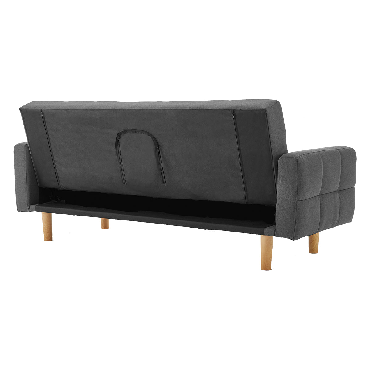 Sarantino 3-Seater Fabric Sofa Bed Futon - Dark Grey-Furniture > Sofas-PEROZ Accessories