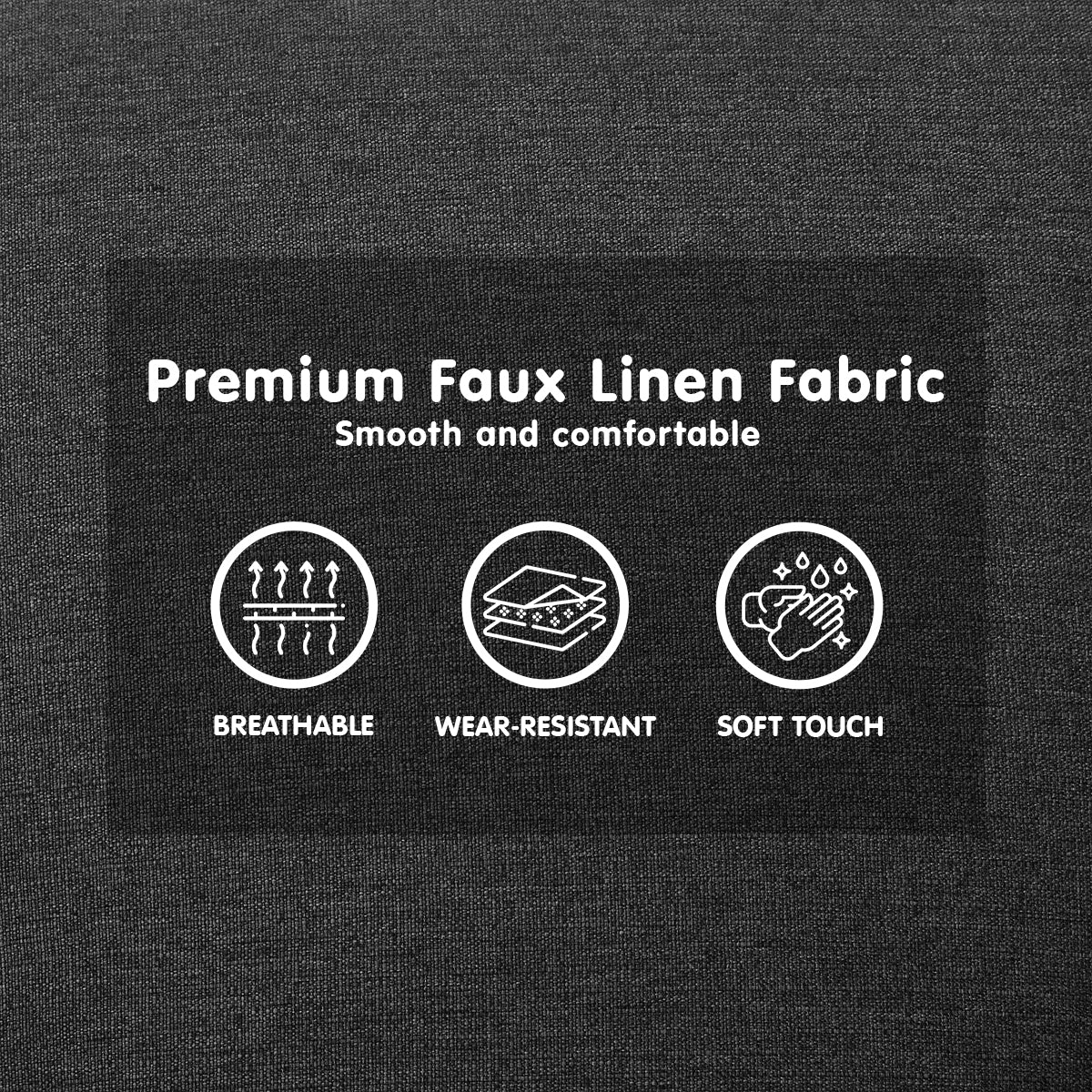 Sarantino 3-Seater Fabric Sofa Bed Futon - Dark Grey-Furniture > Sofas-PEROZ Accessories