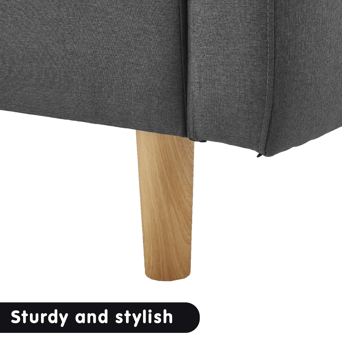 Sarantino 3-Seater Fabric Sofa Bed Futon - Dark Grey-Furniture > Sofas-PEROZ Accessories