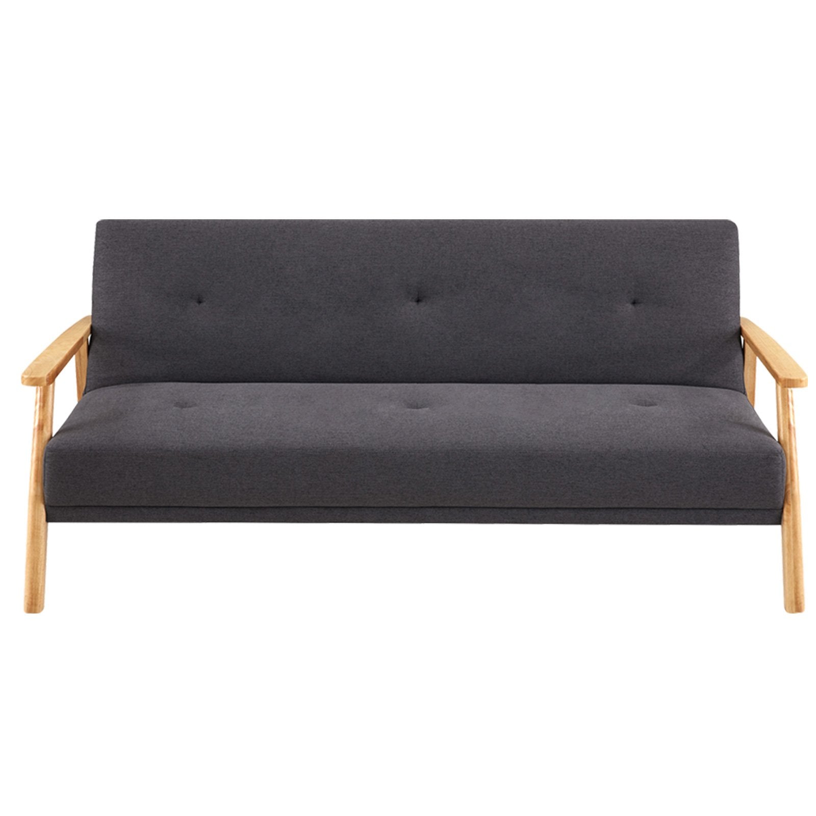 Sarantino 3 Seater Linen Fabric Wood Sofa Bed Lounge Couch Dark Grey-Furniture > Sofas-PEROZ Accessories