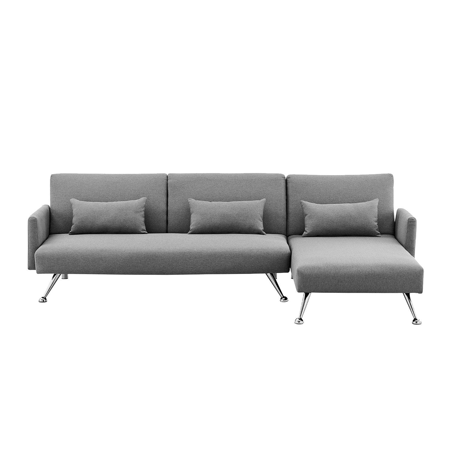 Sarantino Mia 3-Seater Corner Sofa Bed Chaise and Pillows Dark Grey-Furniture > Sofas-PEROZ Accessories