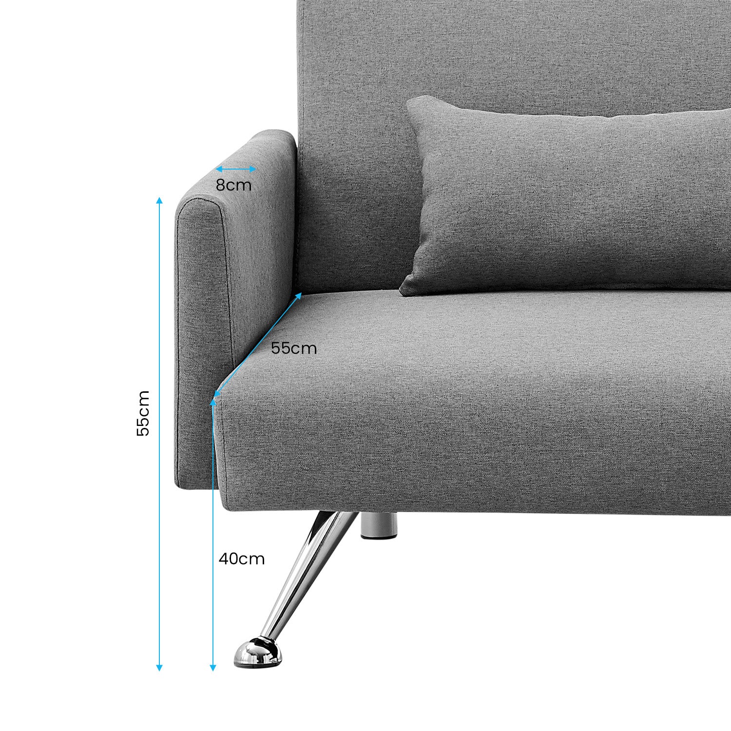 Sarantino Mia 3-Seater Corner Sofa Bed Chaise and Pillows Dark Grey-Furniture > Sofas-PEROZ Accessories