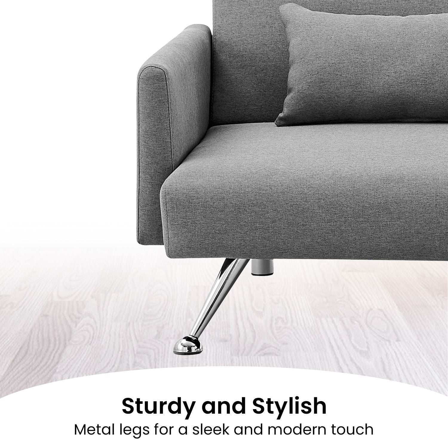 Sarantino Mia 3-Seater Corner Sofa Bed Chaise and Pillows Dark Grey-Furniture > Sofas-PEROZ Accessories