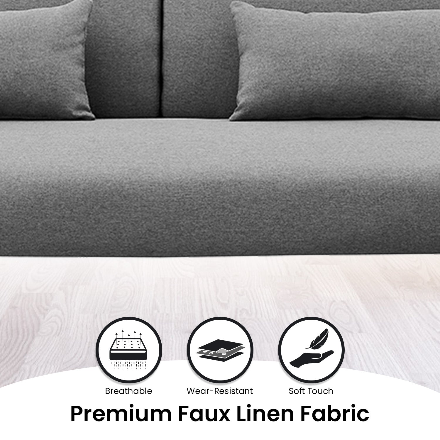 Sarantino Mia 3-Seater Corner Sofa Bed Chaise and Pillows Dark Grey-Furniture > Sofas-PEROZ Accessories