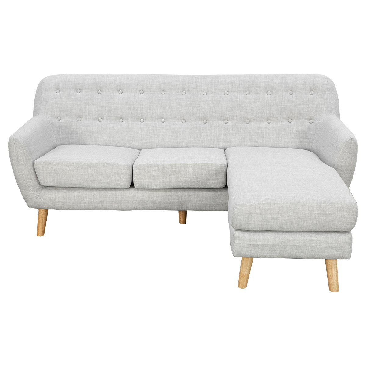 Sarantino Linen Corner Wooden Sofa Lounge L-shaped with Left Chaise Light Grey-Furniture > Sofas-PEROZ Accessories