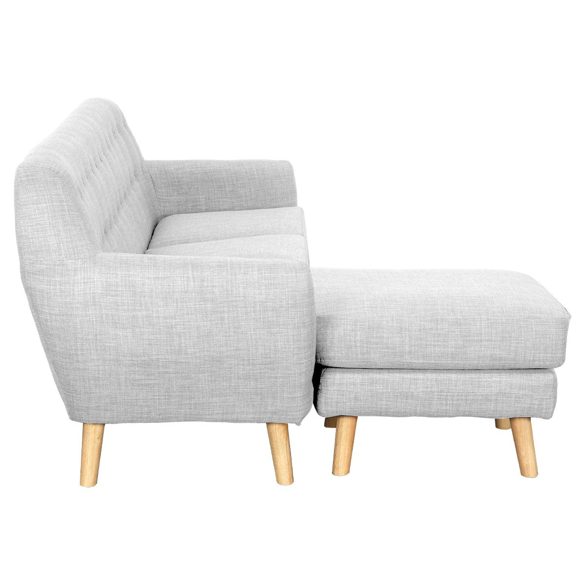 Sarantino Linen Corner Wooden Sofa Lounge L-shaped with Left Chaise Light Grey-Furniture > Sofas-PEROZ Accessories