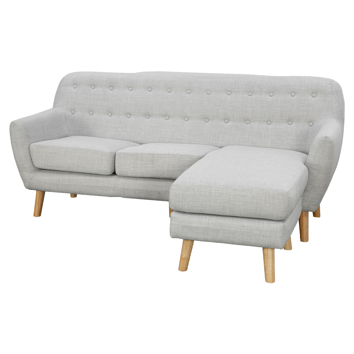 Sarantino Linen Corner Wooden Sofa Lounge L-shaped with Left Chaise Light Grey-Furniture > Sofas-PEROZ Accessories