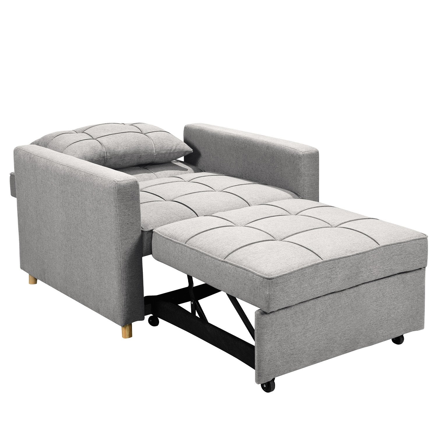 Sarantino Suri 3-in-1 Convertible Sofa Chair Bed Lounger - Light Grey-Furniture > Sofas-PEROZ Accessories